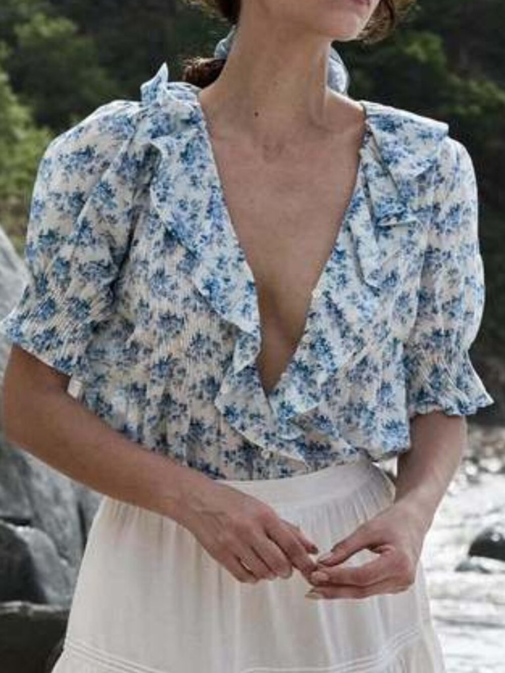 DÔEN HENRI TOP -- BLEU ROSIER FLORAL (Medium)